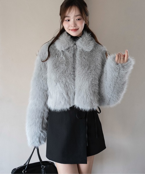 セール】【25年秋冬新作】フェイクファーコート/ ブルゾン/ ショート丈