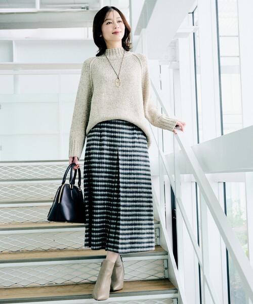 セール】【ゆったりサイズ】シルクネップ ボトルネックニット（ニット