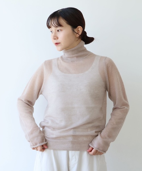 kid mohair ウールナイロン high neckプルオーバー（ニット/セーター