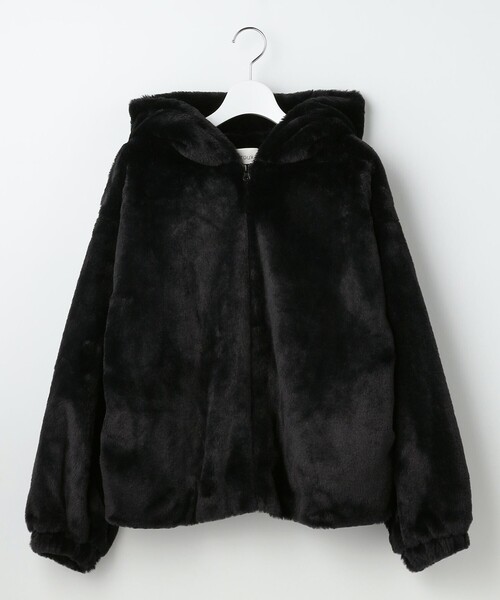 sousouブラック フェイクファー フード付きコート 楽天市場