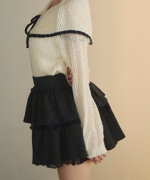 TITTY&CO.（ティティーアンドコー）の「レースフリルスウェットスカート（スカート・レディース・ブラウン/アイボリー/チャコールグレー/グレー・ﾌﾘ-/FREE）」の10枚目の写真
