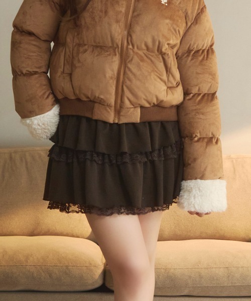 TITTY&CO.（ティティーアンドコー）の「レースフリルスウェットスカート（スカート・レディース・ブラウン/アイボリー/チャコールグレー/グレー・ﾌﾘ-/FREE）」の13枚目の写真