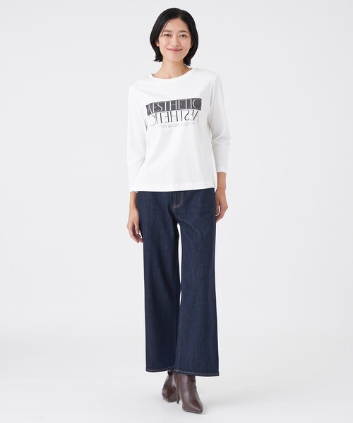 TRANS WORK(トランスワーク)の「【L】【ウォッシャブル】コーコランバイオスムースプリントTシャツ(Tシャツ/カットソー・レディース・ネイビー/オフホワイト/ピンク系その他2・44/46)」の12枚目の写真