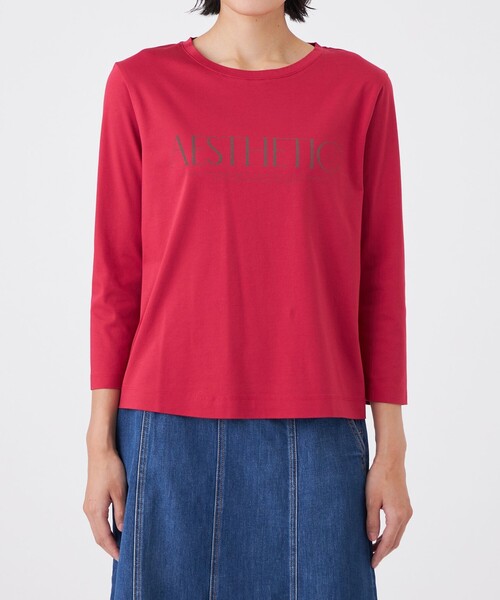 TRANS WORK(トランスワーク)の「【L】【ウォッシャブル】コーコランバイオスムースプリントTシャツ(Tシャツ/カットソー・レディース・ネイビー/オフホワイト/ピンク系その他2・44/46)」の9枚目の写真