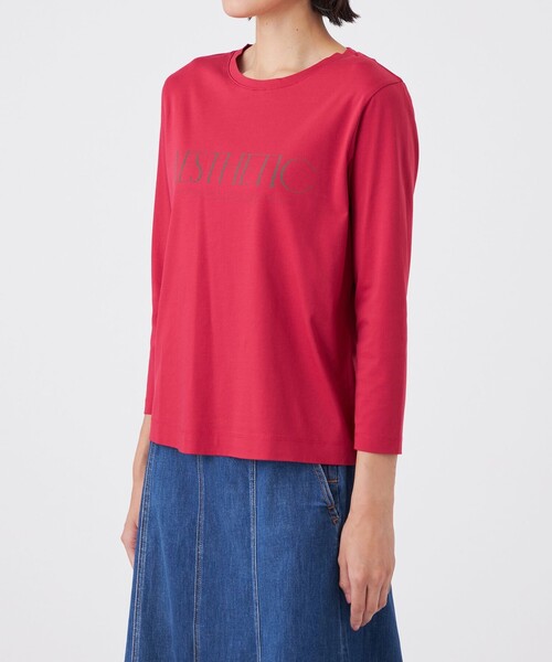 TRANS WORK(トランスワーク)の「【L】【ウォッシャブル】コーコランバイオスムースプリントTシャツ(Tシャツ/カットソー・レディース・ネイビー/オフホワイト/ピンク系その他2・44/46)」の8枚目の写真