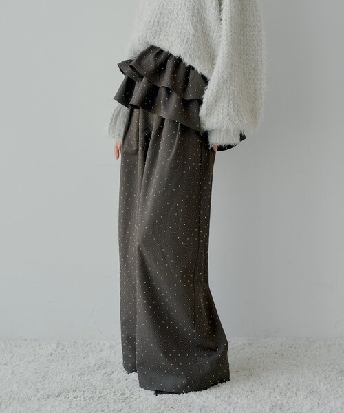 【SALON by Chico】取り外しフリルルーズスラックスパンツ セール】【SALON by Chico】取り外しフリルルーズスラックスパンツ