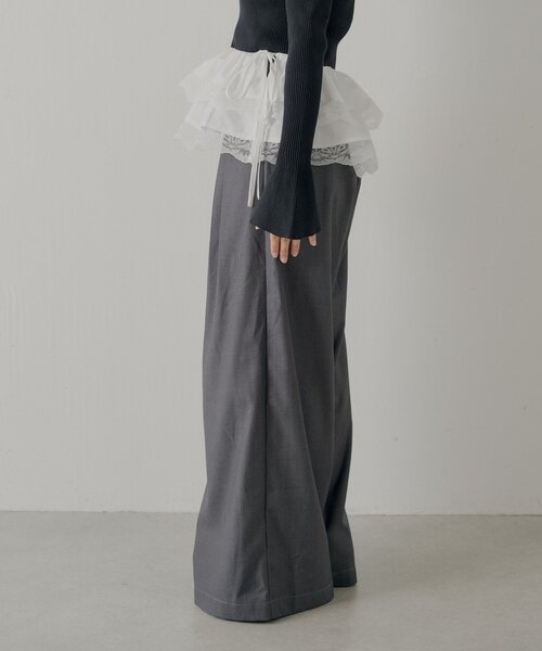 セール】【SALON by Chico】取り外しフリルルーズスラックスパンツ