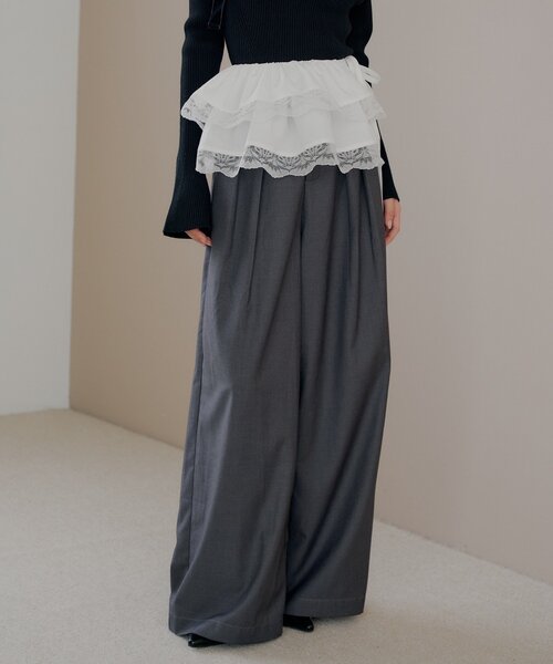 Chico（チコ）の「【SALON by Chico】取り外しフリルルーズスラックスパンツ（その他パンツ・レディース・グレー/グレー系その他2/ブラック/ブラウン系その他2/ブラック系その他2/グレー系その他3/ブルー系その他3・FREE/SMALL）」の11枚目の写真