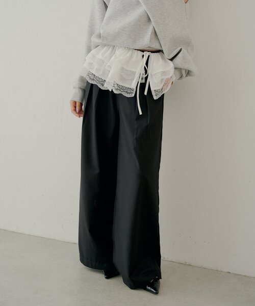 Chico（チコ）の「【SALON by Chico】取り外しフリルルーズスラックスパンツ（その他パンツ・レディース・グレー/グレー系その他2/ブラック/ブラウン系その他2/ブラック系その他2/グレー系その他3/ブルー系その他3・FREE/SMALL）」の10枚目の写真