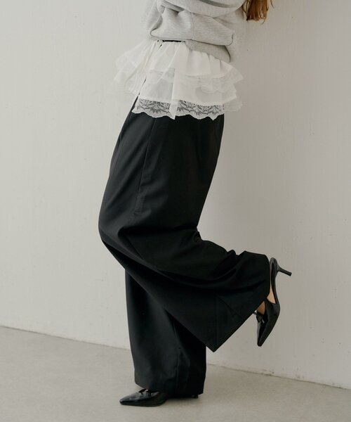 Chico（チコ）の「【SALON by Chico】取り外しフリルルーズスラックスパンツ（その他パンツ・レディース・グレー/グレー系その他2/ブラック/ブラウン系その他2/ブラック系その他2/グレー系その他3/ブルー系その他3・FREE/SMALL）」の9枚目の写真