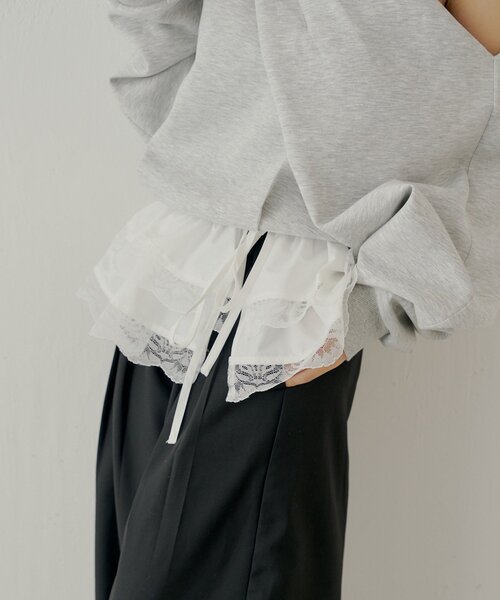 Chico（チコ）の「【SALON by Chico】取り外しフリルルーズスラックスパンツ（その他パンツ・レディース・グレー/グレー系その他2/ブラック/ブラウン系その他2/ブラック系その他2/グレー系その他3/ブルー系その他3・FREE/SMALL）」の8枚目の写真