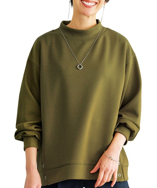 BELLUNA PLUS(ベルーナ)の「裾ボタン使いスタンドネックプルオーバー(Tシャツ/カットソー・レディース・マスタード/アイボリー/チャコール・X-LARGE/MEDIUM/LARGE)」の8枚目の写真