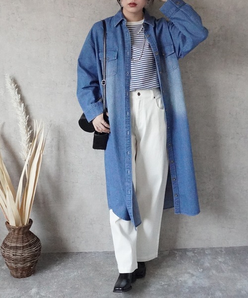 Emma（SELECT LEVERY）（エマ セレクトリベリー）の「デニムシャツワンピース（シャツワンピース・レディース・ブルー/ネイビー・MEDIUM/LARGE）」の4枚目の写真
