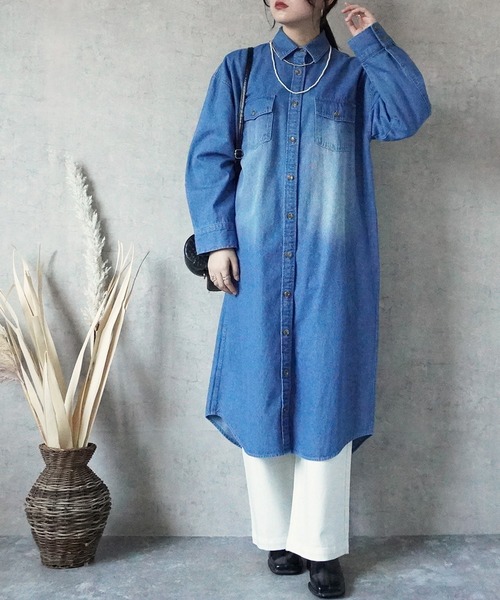 Emma（SELECT LEVERY）（エマ セレクトリベリー）の「デニムシャツワンピース（シャツワンピース・レディース・ブルー/ネイビー・MEDIUM/LARGE）」の5枚目の写真