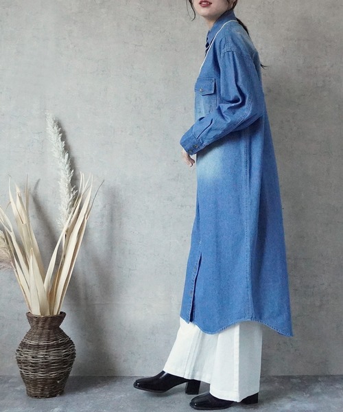 Emma（SELECT LEVERY）（エマ セレクトリベリー）の「デニムシャツワンピース（シャツワンピース・レディース・ブルー/ネイビー・MEDIUM/LARGE）」の7枚目の写真