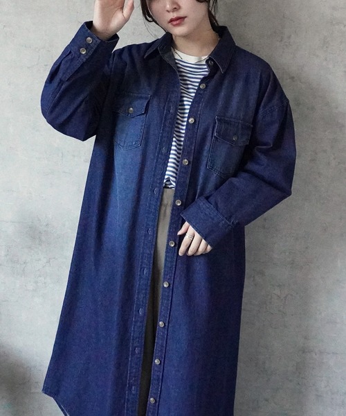 Emma（SELECT LEVERY）（エマ セレクトリベリー）の「デニムシャツワンピース（シャツワンピース・レディース・ブルー/ネイビー・MEDIUM/LARGE）」の10枚目の写真