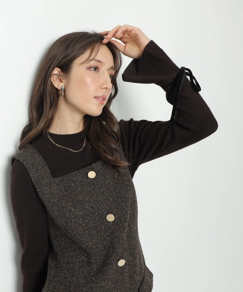 袖リボンフレアスリーブニット（ニット/セーター）｜Apuweiser-riche