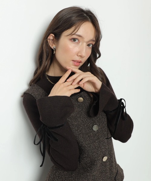 袖リボンフレアスリーブニット（ニット/セーター）｜Apuweiser-riche