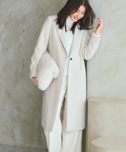 INDIVI（インディヴィ）の「【名品コート／日本製】ウール100％チェスターコート（チェスターコート・レディース・ブラック/ブラウン系/ライトグリーン/アイボリー系8・05/13/15 /19/36/38/40/03）」の4枚目の写真