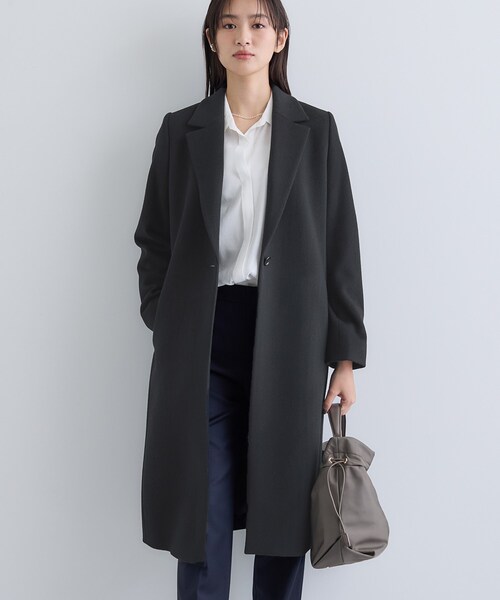 INDIVI（インディヴィ）の「【名品コート／日本製】ウール100％チェスターコート（チェスターコート・レディース・ブラック/ブラウン系/ライトグリーン/アイボリー系8・05/13/15 /19/36/38/40/03）」の10枚目の写真