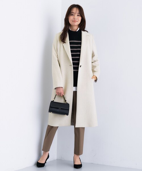 INDIVI（インディヴィ）の「【名品コート／日本製】ウール100％チェスターコート（チェスターコート・レディース・ブラック/ブラウン系/ライトグリーン/アイボリー系8・05/13/15 /19/36/38/40/03）」の16枚目の写真