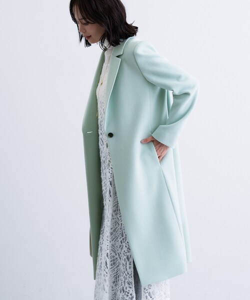 INDIVI（インディヴィ）の「【名品コート／日本製】ウール100％チェスターコート（チェスターコート・レディース・ブラック/ブラウン系/ライトグリーン/アイボリー系8・05/13/15 /19/36/38/40/03）」の18枚目の写真