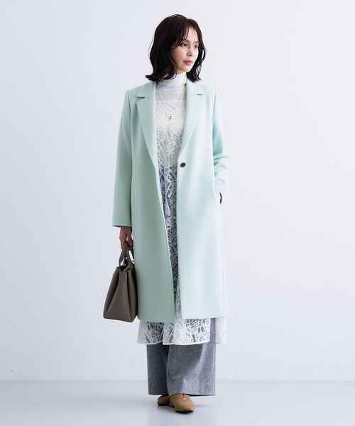 INDIVI（インディヴィ）の「【名品コート／日本製】ウール100％チェスターコート（チェスターコート・レディース・ブラック/ブラウン系/ライトグリーン/アイボリー系8・05/13/15 /19/36/38/40/03）」の20枚目の写真