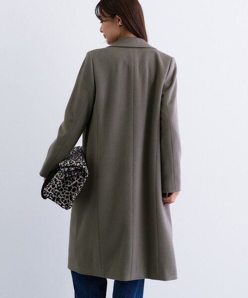 新品 INDIVI チェスターコート 濃緑 38 M 名品コート／日本製】ウール100％チェスターコート（チェスターコート