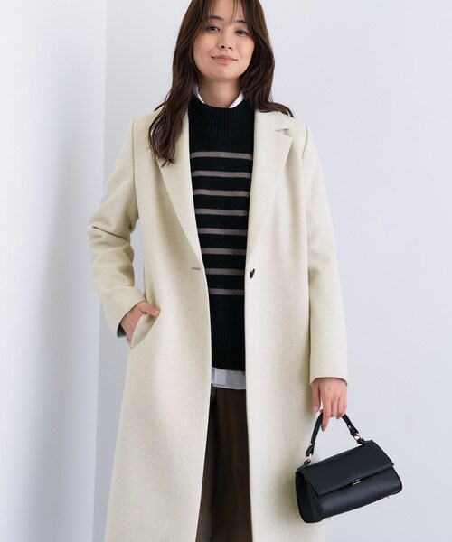 INDIVI（インディヴィ）の「【名品コート／日本製】ウール100％チェスターコート（チェスターコート・レディース・ブラック/ブラウン系/ライトグリーン/アイボリー系8・05/13/15 /19/36/38/40/03）」の7枚目の写真