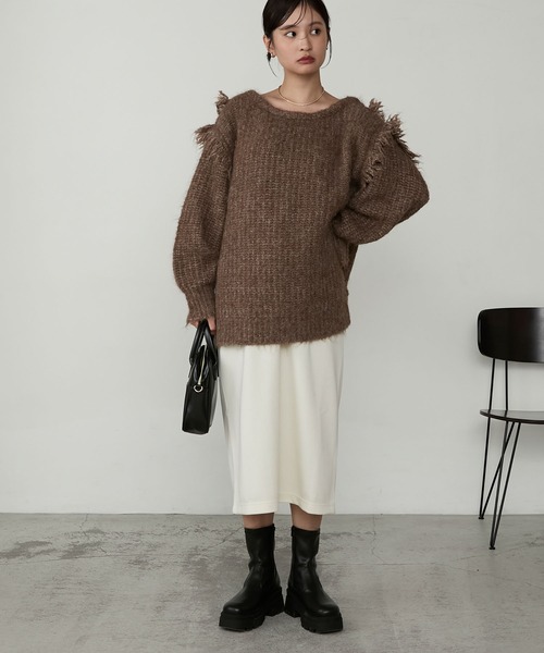 MONO-MART（モノマート）の「ストレッチボリュームトラックソールショートブーツ（ブーツ・レディース・ダークブラウン/ブラック・M/S/L）」の10枚目の写真