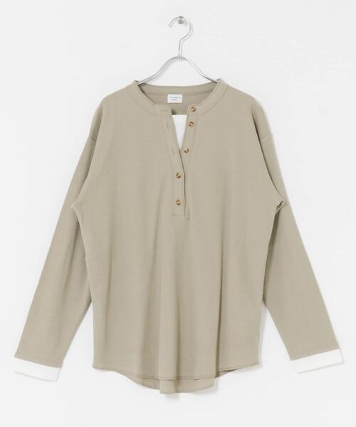 URBAN RESEARCH DOORS（アーバンリサーチドアーズ）の「レイヤード風ワッフルヘンリープルオーバー（Tシャツ/カットソー・レディース・チャコールグレー/ベージュ系その他・MEDIUM）」の13枚目の写真