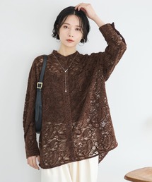 フロッキーレースバンドカラーシャツ