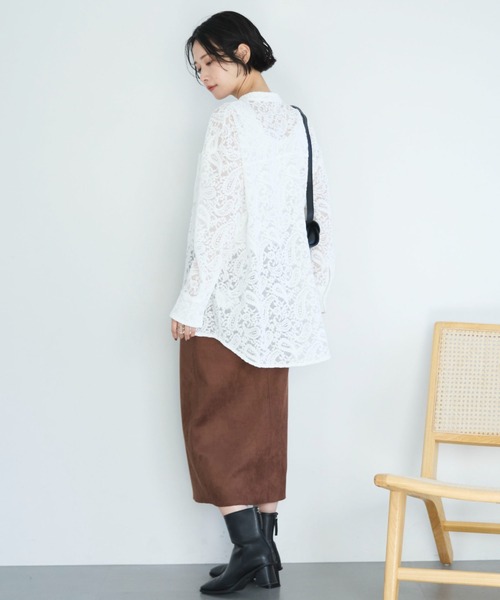 Doux archives（ドゥアルシーヴ）の「フロッキーレースバンドカラーシャツ（シャツ/ブラウス・レディース・ブラック/オフホワイト/ブラウン・FREE）」の8枚目の写真