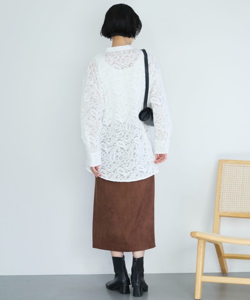 Doux archives（ドゥアルシーヴ）の「フロッキーレースバンドカラーシャツ（シャツ/ブラウス・レディース・ブラック/オフホワイト/ブラウン・FREE）」の9枚目の写真