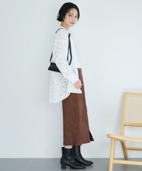 Doux archives（ドゥアルシーヴ）の「フロッキーレースバンドカラーシャツ（シャツ/ブラウス・レディース・ブラック/オフホワイト/ブラウン・FREE）」の10枚目の写真