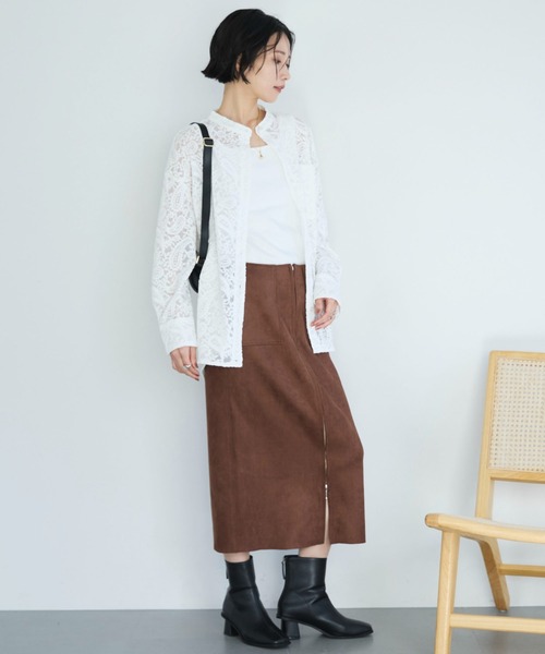 Doux archives（ドゥアルシーヴ）の「フロッキーレースバンドカラーシャツ（シャツ/ブラウス・レディース・ブラック/オフホワイト/ブラウン・FREE）」の11枚目の写真