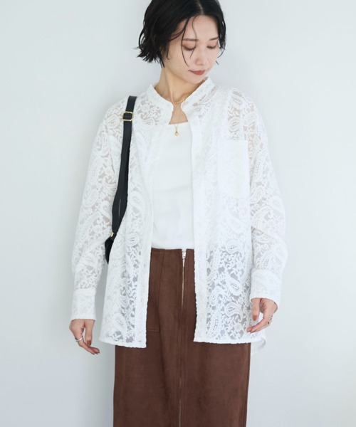 Doux archives（ドゥアルシーヴ）の「フロッキーレースバンドカラーシャツ（シャツ/ブラウス・レディース・ブラック/オフホワイト/ブラウン・FREE）」の12枚目の写真