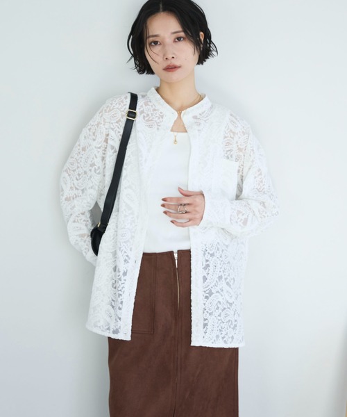 Doux archives（ドゥアルシーヴ）の「フロッキーレースバンドカラーシャツ（シャツ/ブラウス・レディース・ブラック/オフホワイト/ブラウン・FREE）」の13枚目の写真