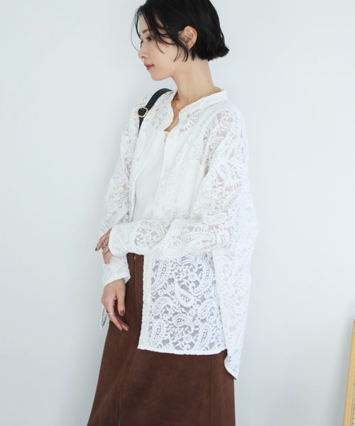 Doux archives（ドゥアルシーヴ）の「フロッキーレースバンドカラーシャツ（シャツ/ブラウス・レディース・ブラック/オフホワイト/ブラウン・FREE）」の14枚目の写真