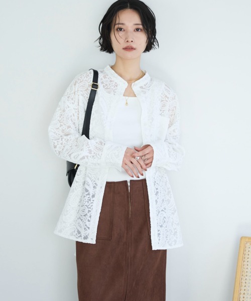 Doux archives（ドゥアルシーヴ）の「フロッキーレースバンドカラーシャツ（シャツ/ブラウス・レディース・ブラック/オフホワイト/ブラウン・FREE）」の16枚目の写真