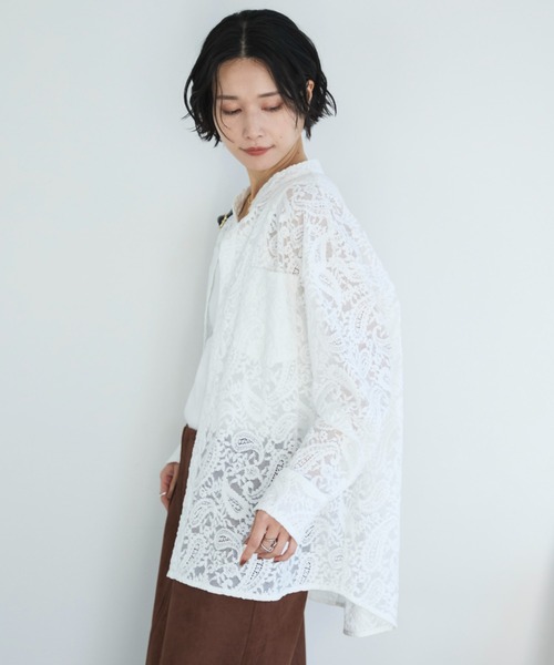 Doux archives（ドゥアルシーヴ）の「フロッキーレースバンドカラーシャツ（シャツ/ブラウス・レディース・ブラック/オフホワイト/ブラウン・FREE）」の19枚目の写真