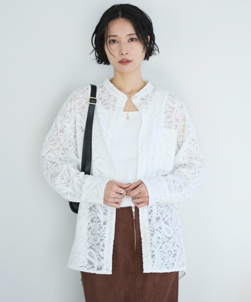 Doux archives（ドゥアルシーヴ）の「フロッキーレースバンドカラーシャツ（シャツ/ブラウス・レディース・ブラック/オフホワイト/ブラウン・FREE）」の20枚目の写真