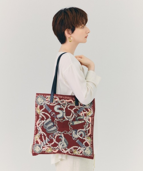 SWASH LONDON(スウォッシュロンドン)の「トートバッグ コットンプリント "ファンタジスタ"(トートバッグ・レディース・ワイン/ベビーピンク/ターコイズブルー/グリーン/レッド系その他/ネイビー・FREE)」の10枚目の写真