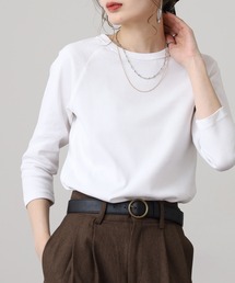 OMNES（オムネス）の「ストレッチジャガード　クルーネック六分袖Tシャツ（Tシャツ/カットソー）」