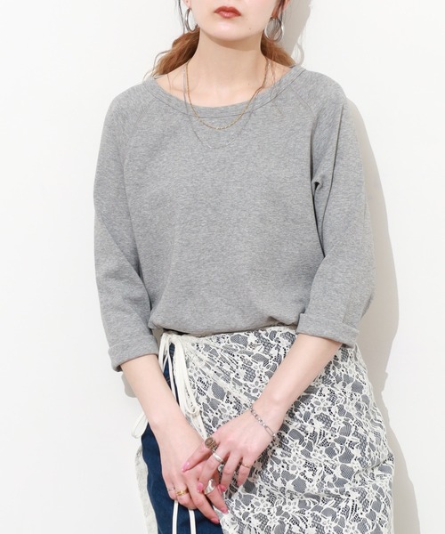 OMNES(オムネス)の「ストレッチジャガード クルーネック六分袖Tシャツ(Tシャツ/カットソー・レディース・スモークグレー/ホワイト/ベージュ系その他/ブルーグレー/グレー系その他・WOMENS M/WOMENS L/M)」の20枚目の写真
