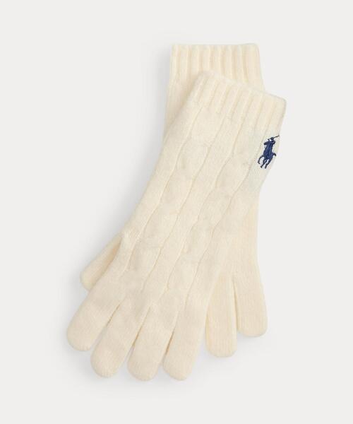 POLO RALPH LAUREN(ポロ ラルフ ローレン)の「ケーブルニット ウールカシミヤ グローブ(手袋・レディース・ナチュラル・ONE)」の1枚目の写真