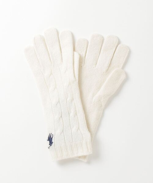 POLO RALPH LAUREN(ポロ ラルフ ローレン)の「ケーブルニット ウールカシミヤ グローブ(手袋・レディース・ナチュラル・ONE)」の2枚目の写真