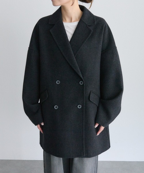 PUAL CE CIN（ピュアルセシン）の「ハンドメイド風ウール混テーラーコート（その他アウター・レディース・ブラック/チャコールグレー・FREE）」の20枚目の写真