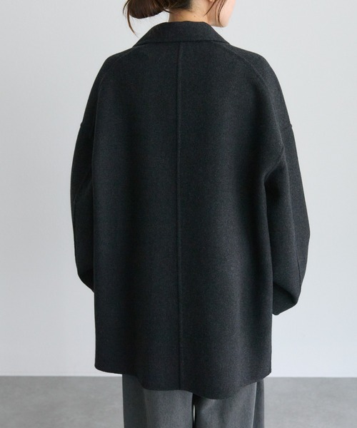 PUAL CE CIN（ピュアルセシン）の「ハンドメイド風ウール混テーラーコート（その他アウター・レディース・ブラック/チャコールグレー・FREE）」の22枚目の写真