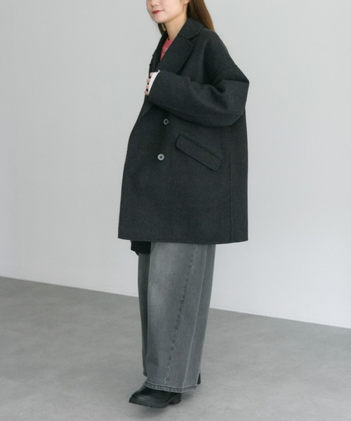 歳末セール☆PUAL CE CIN ハンドメイド風ウール混テーラーコート pual ce cin コート アウター ハンドメイド風ウール混テーラーコート